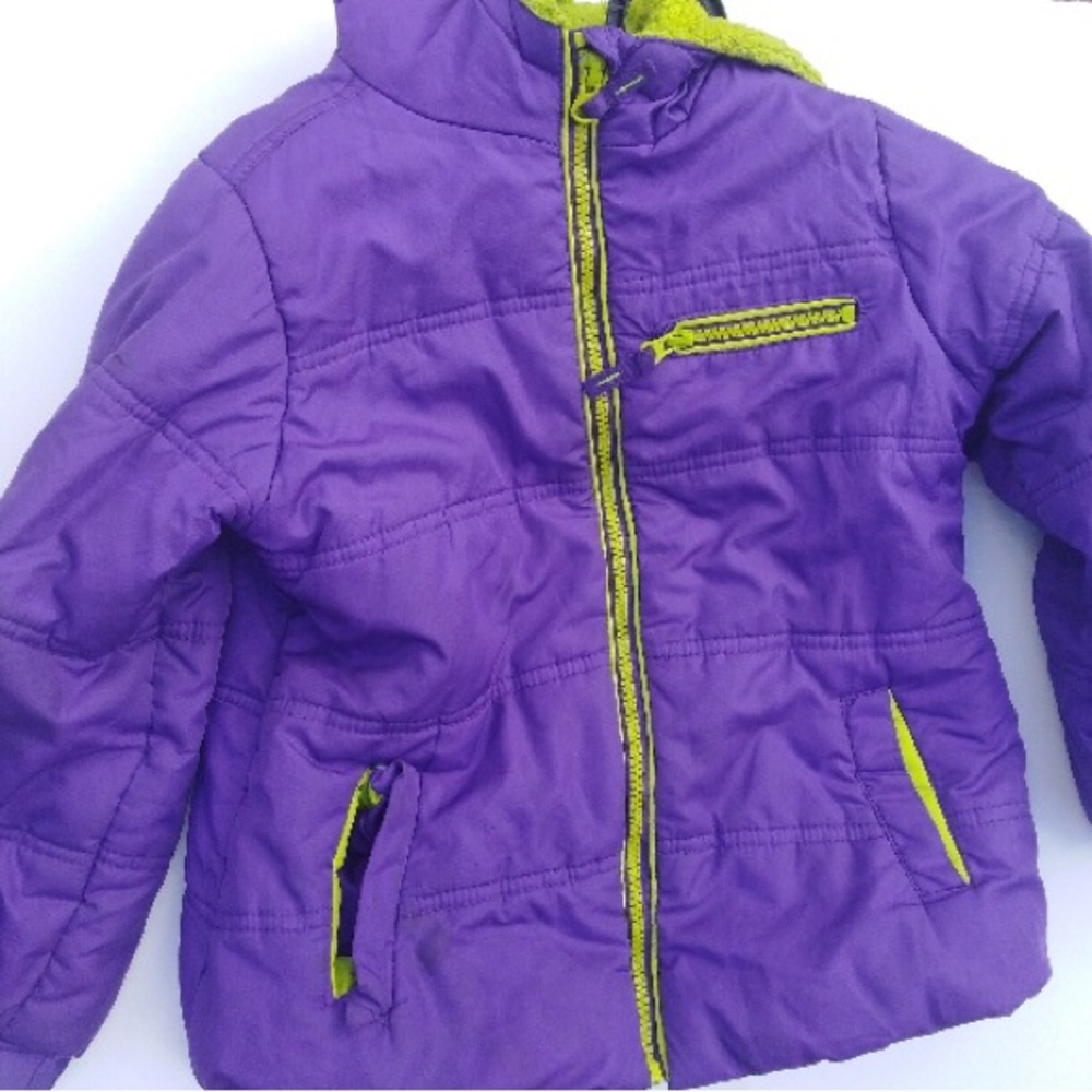 Girls Canyon River Blues Dark Purple Neon Green Winter Coat Bubble Ski Jacket 4